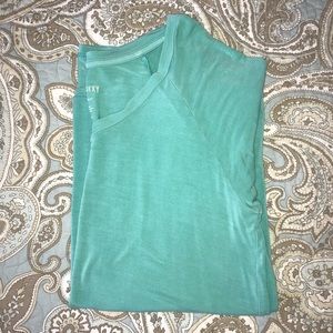 American Eagle Teal V-Neck Short Sleeve T-Shirt